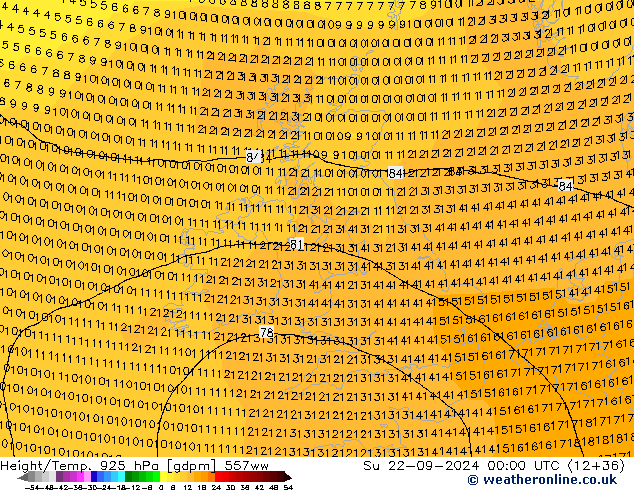 Height/Temp. 925 hPa 557ww So 22.09.2024 00 UTC