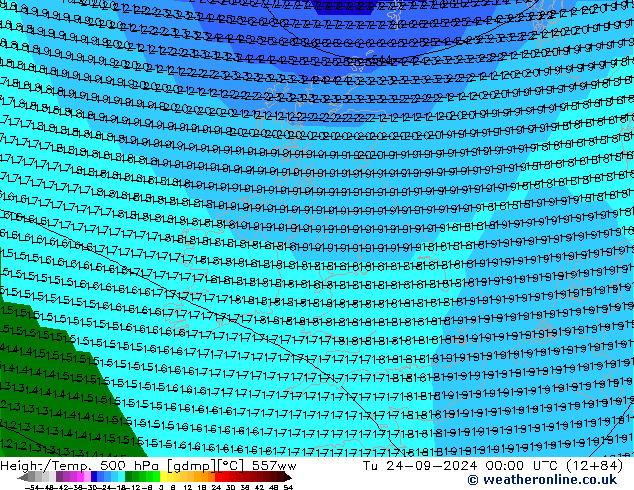 Height/Temp. 500 hPa 557ww  24.09.2024 00 UTC