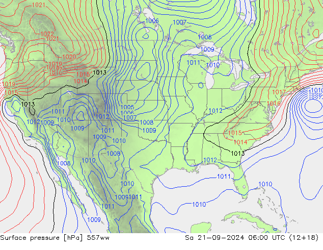 Atmosférický tlak 557ww So 21.09.2024 06 UTC