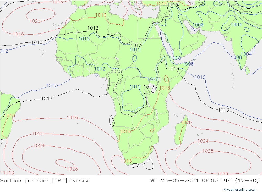 Luchtdruk (Grond) 557ww wo 25.09.2024 06 UTC