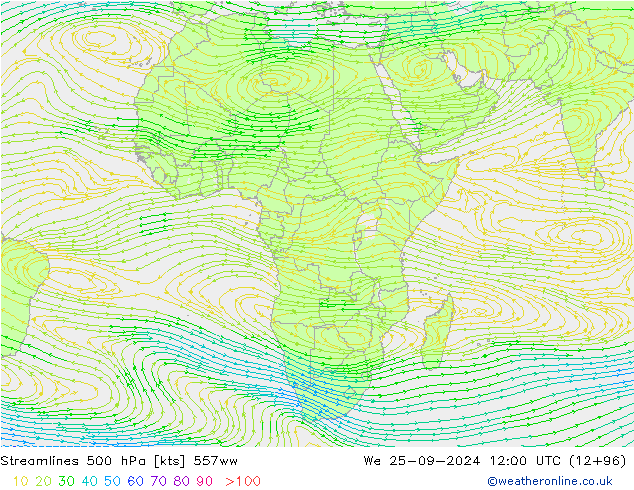 Streamlines 500 hPa 557ww We 25.09.2024 12 UTC