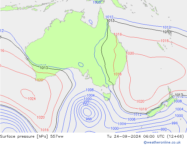 Surface pressure 557ww Tu 24.09.2024 06 UTC