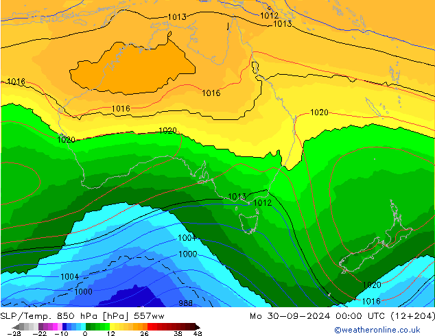 SLP/Temp. 850 hPa 557ww Po 30.09.2024 00 UTC