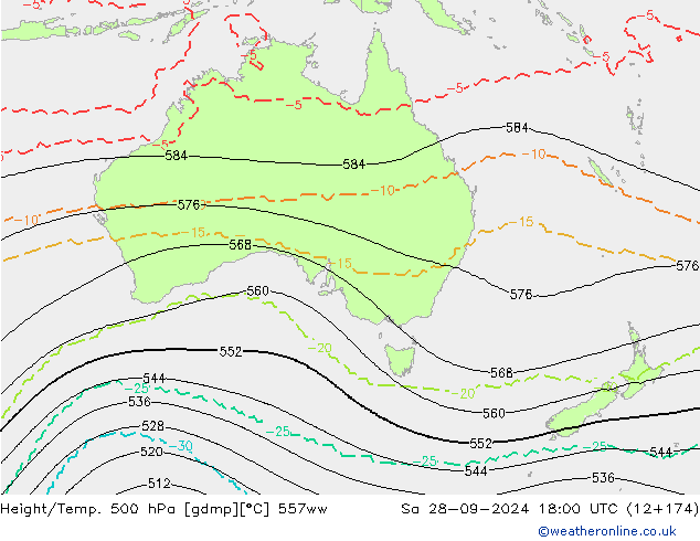 Height/Temp. 500 hPa 557ww Sa 28.09.2024 18 UTC