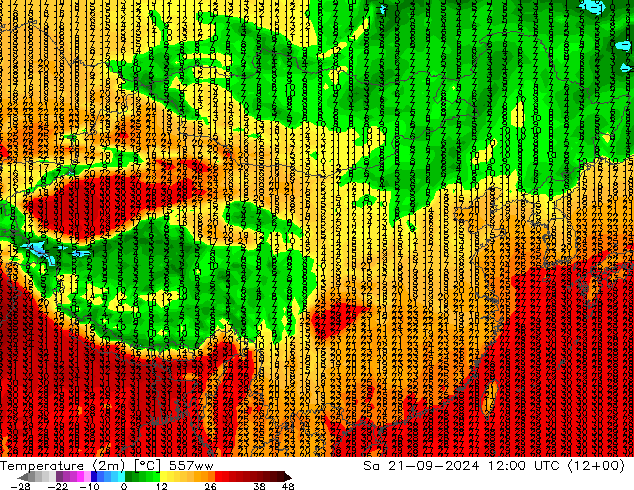 Temperatura (2m) 557ww Sáb 21.09.2024 12 UTC