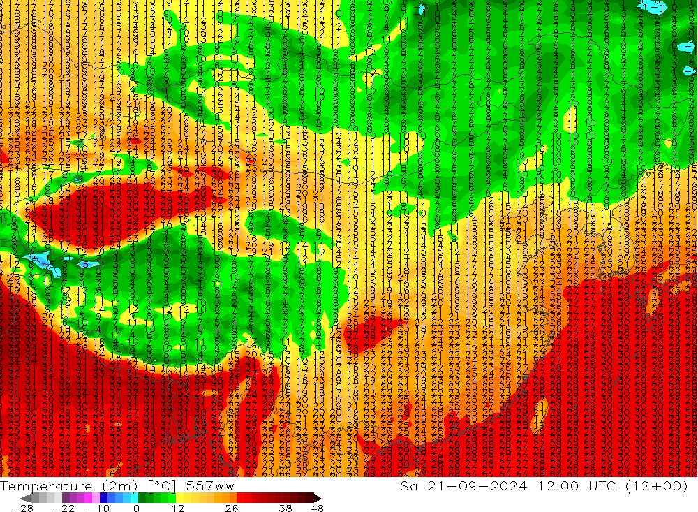 Temperatura (2m) 557ww Sáb 21.09.2024 12 UTC