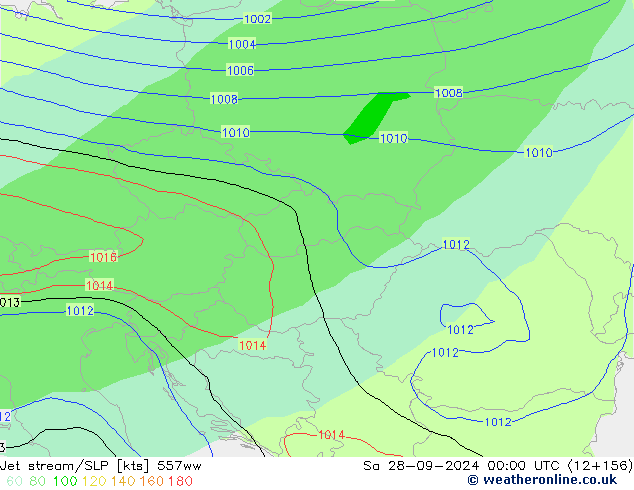 Jet stream 557ww Sáb 28.09.2024 00 UTC