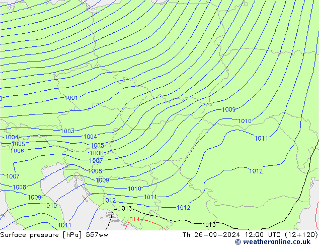 Atmosférický tlak 557ww Čt 26.09.2024 12 UTC