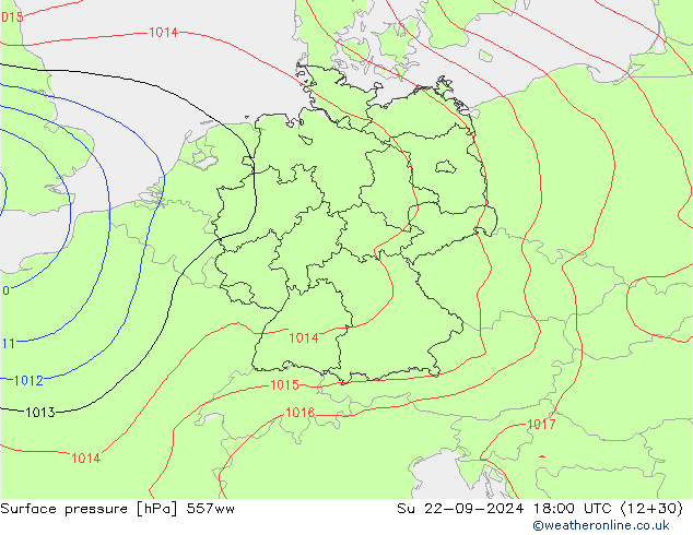 приземное давление 557ww Вс 22.09.2024 18 UTC