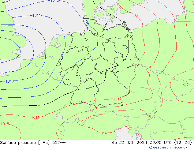 Surface pressure 557ww Mo 23.09.2024 00 UTC