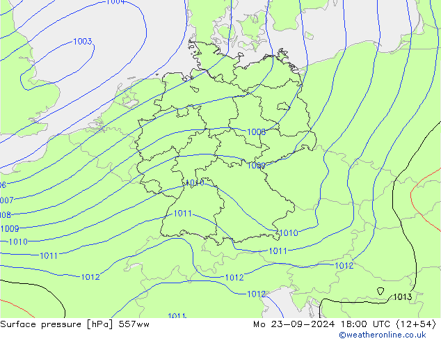 Surface pressure 557ww Mo 23.09.2024 18 UTC