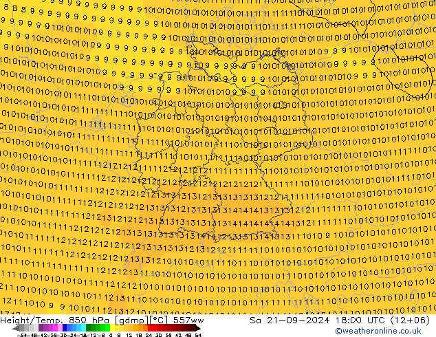 Height/Temp. 850 hPa 557ww Sa 21.09.2024 18 UTC