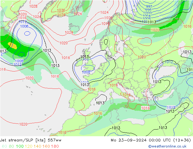 джет/приземное давление 557ww пн 23.09.2024 00 UTC