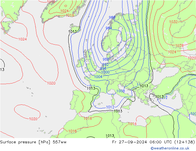 Luchtdruk (Grond) 557ww vr 27.09.2024 06 UTC