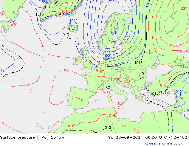 Luchtdruk (Grond) 557ww za 28.09.2024 06 UTC