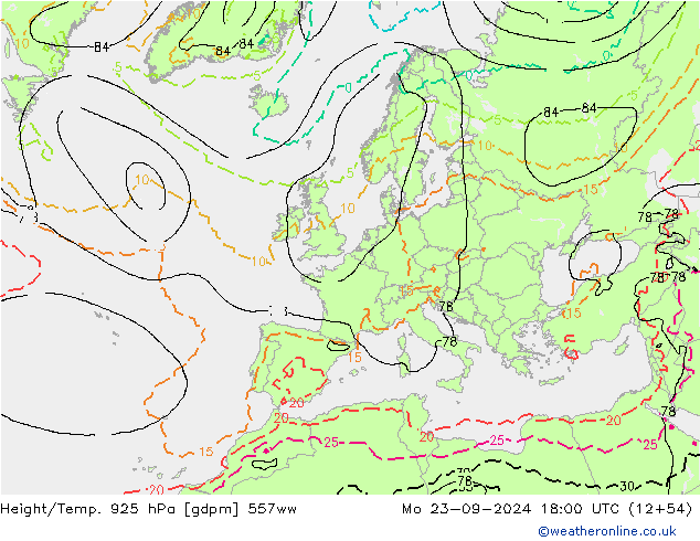 Height/Temp. 925 hPa 557ww Po 23.09.2024 18 UTC