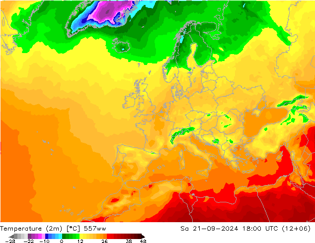 Temperature (2m) 557ww So 21.09.2024 18 UTC