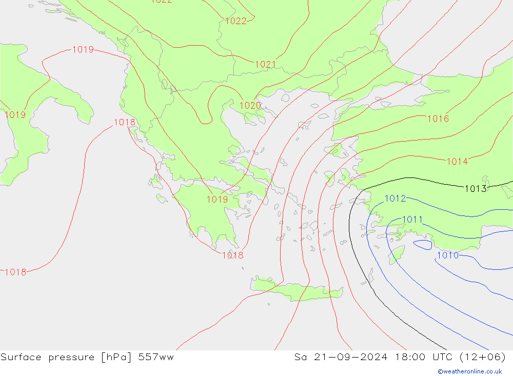 Pressione al suolo 557ww sab 21.09.2024 18 UTC