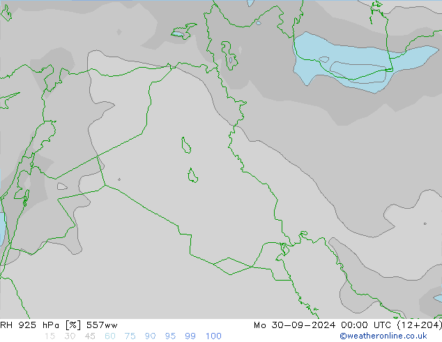 RH 925 hPa 557ww Mo 30.09.2024 00 UTC