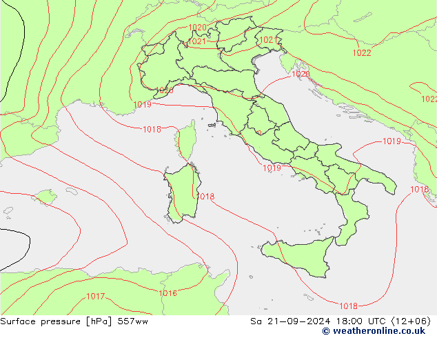 Surface pressure 557ww Sa 21.09.2024 18 UTC