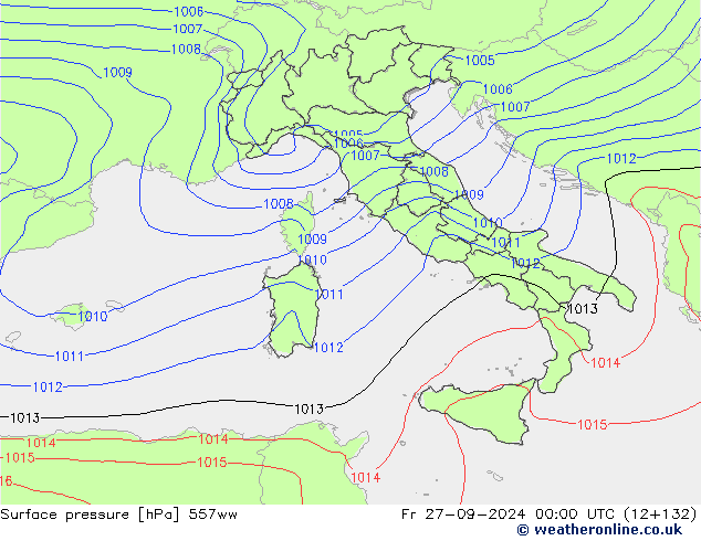 Surface pressure 557ww Fr 27.09.2024 00 UTC