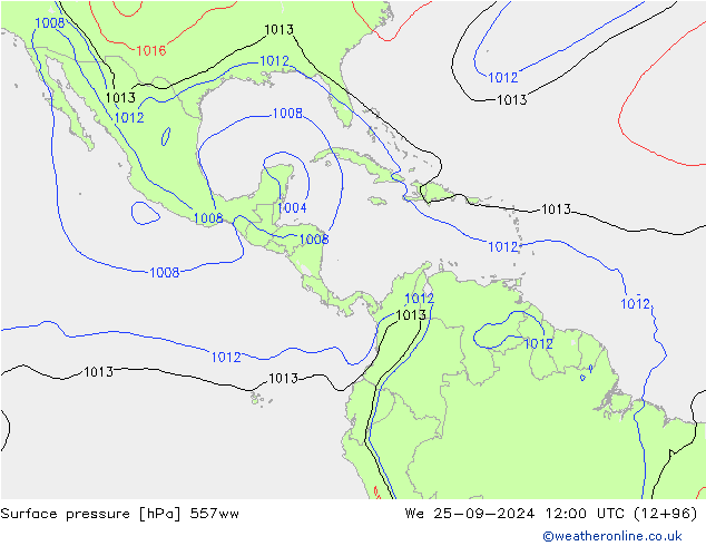 Atmosférický tlak 557ww St 25.09.2024 12 UTC