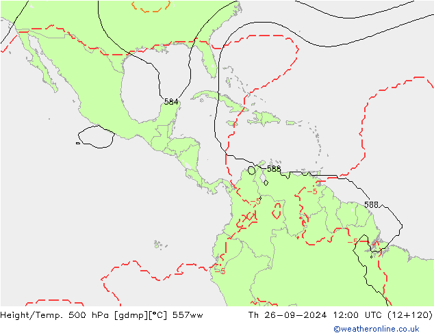 Height/Temp. 500 hPa 557ww Čt 26.09.2024 12 UTC