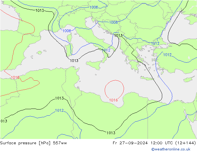 Surface pressure 557ww Fr 27.09.2024 12 UTC