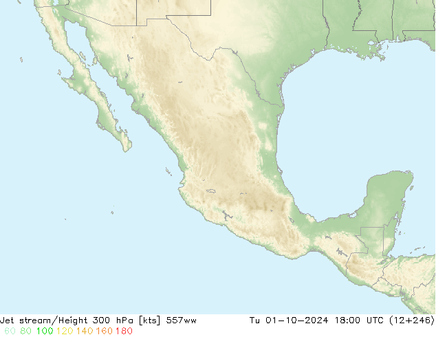 Jet stream/Height 300 hPa 557ww Tu 01.10.2024 18 UTC