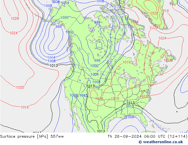 Pressione al suolo 557ww gio 26.09.2024 06 UTC