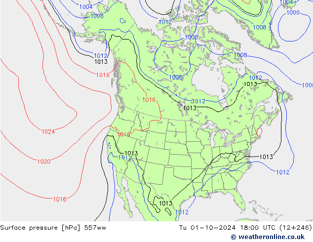 Surface pressure 557ww Tu 01.10.2024 18 UTC