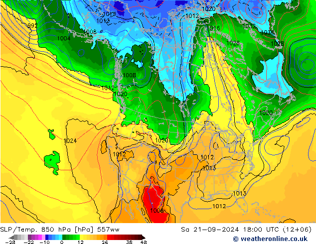 SLP/Temp. 850 hPa 557ww Sa 21.09.2024 18 UTC