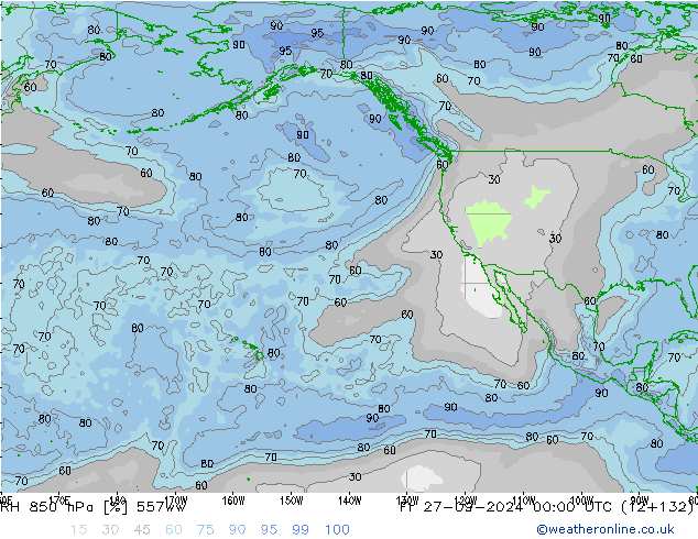 RH 850 hPa 557ww ven 27.09.2024 00 UTC