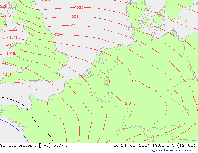 Luchtdruk (Grond) 557ww za 21.09.2024 18 UTC