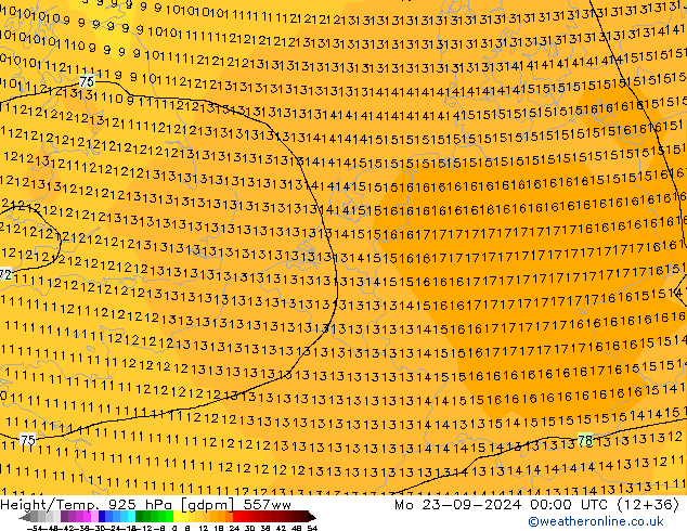 Height/Temp. 925 hPa 557ww Seg 23.09.2024 00 UTC