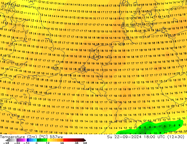 Temperatura (2m) 557ww dom 22.09.2024 18 UTC