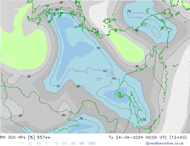 RH 300 hPa 557ww Ter 24.09.2024 00 UTC