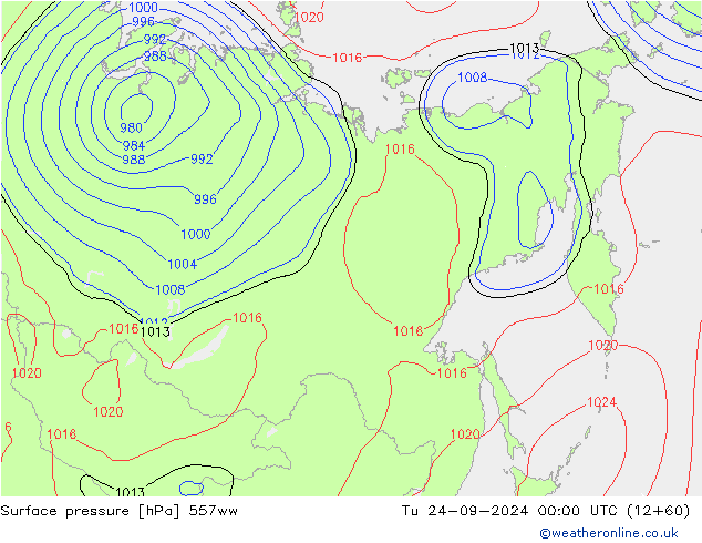 Atmosférický tlak 557ww Út 24.09.2024 00 UTC