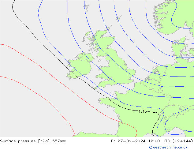 Surface pressure 557ww Fr 27.09.2024 12 UTC