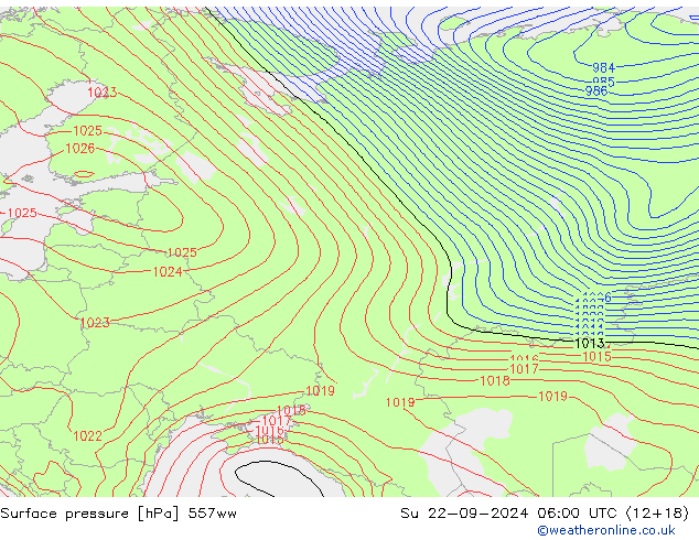 приземное давление 557ww Вс 22.09.2024 06 UTC