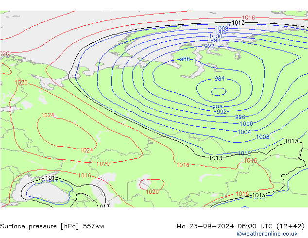 приземное давление 557ww пн 23.09.2024 06 UTC