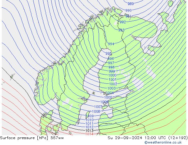 Atmosférický tlak 557ww Ne 29.09.2024 12 UTC