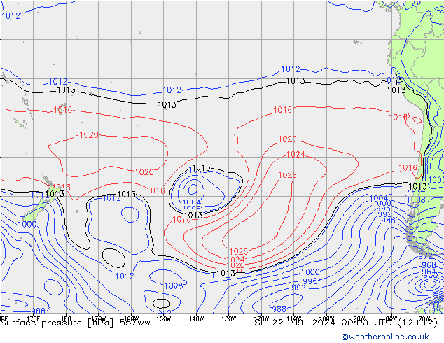 Pressione al suolo 557ww dom 22.09.2024 00 UTC