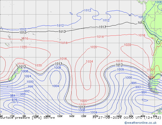 Atmosférický tlak 557ww Pá 27.09.2024 00 UTC