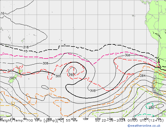 Height/Temp. 700 hPa 557ww Su 22.09.2024 00 UTC