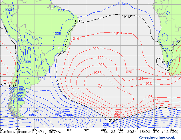 Surface pressure 557ww Su 22.09.2024 18 UTC