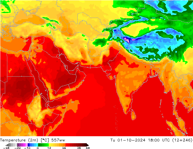 Temperatura (2m) 557ww mar 01.10.2024 18 UTC