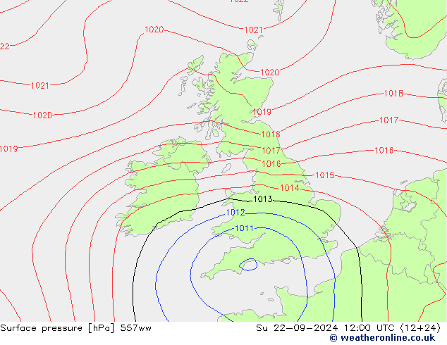 Luchtdruk (Grond) 557ww zo 22.09.2024 12 UTC