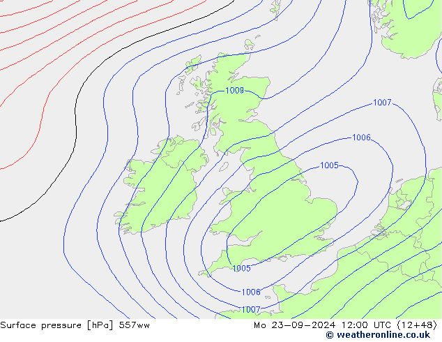 Surface pressure 557ww Mo 23.09.2024 12 UTC