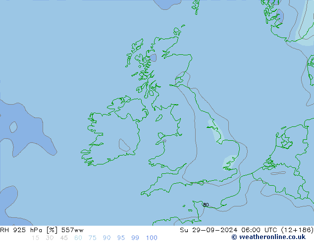 Humidité rel. 925 hPa 557ww dim 29.09.2024 06 UTC